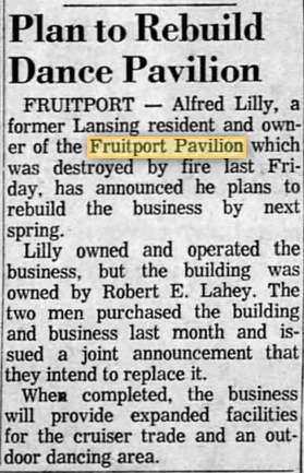 Fruitport Pavilion (Pamona Pavlion) - JAN 1963 ARTICLE ON REBUILDING